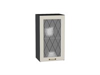 Шкаф верхний с 1-ой остекленной дверцей Ницца Graphite, Агат, 720, 400 В*Ш*Г 716*400*318, фасад МДФ/Стекло  Агат, корпус  Graphite ms2510VVT_54680