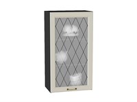 Шкаф верхний с 1-ой остекленной дверцей Ницца Graphite, Агат, 920, 500 В*Ш*Г 920*500*318, фасад МДФ/Стекло  Агат, корпус  Graphite ms2510VVT_54684