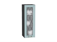 Шкаф верхний с 1-ой остекленной дверцей Ницца Graphite, Голубой, 920, 300 В*Ш*Г 920*300*318, фасад МДФ/Стекло  Голубой, корпус  Graphite ms2510VVT_54694