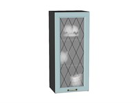 Шкаф верхний с 1-ой остекленной дверцей Ницца Graphite, Голубой, 920, 400 В*Ш*Г 920*400*318, фасад МДФ/Стекло  Голубой, корпус  Graphite ms2510VVT_54695