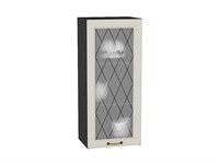 Шкаф верхний с 1-ой остекленной дверцей Ницца Graphite, Дуб крем, 920, 400 В*Ш*Г 920*400*318, фасад МДФ/Стекло  Дуб крем, корпус  Graphite ms2510VVT_44235