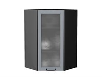 Шкаф верхний угловой остекленный Ницца Graphite, Magnum, 920, Кризет В*Ш*Г 920*600*600, фасад МДФ/Стекло  Magnum, корпус  Graphite ms2510VVT_44400