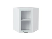 Шкаф верхний угловой остекленный Ницца Белый, Blanco, 720, Moru В*Ш*Г 716*600*600, фасад МДФ/Стекло  Blanco, корпус  Белый ms2510VVT_67409