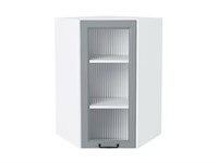 Шкаф верхний угловой остекленный Ницца Белый, Magnum, 920, Moru В*Ш*Г 920*600*600, фасад МДФ/Стекло  Magnum, корпус  Белый ms2510VVT_67416