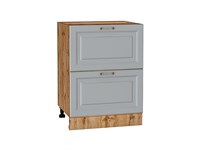 Шкаф нижний с 2-мя ящиками Ницца Дуб Вотан, Графит В*Ш*Г 816*600*478, фасад МДФ  Графит, корпус  Дуб Вотан ms2510VVT_64491