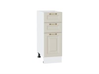 Шкаф нижний с 3-мя ящиками Ницца Белый, Агат, 300 В*Ш*Г 816*300*478, фасад МДФ  Агат, корпус  Белый ms2510VVT_54960