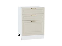 Шкаф нижний с 3-мя ящиками Ницца Белый, Агат, 600 В*Ш*Г 816*600*480, фасад МДФ  Агат, корпус  Белый ms2510VVT_54963