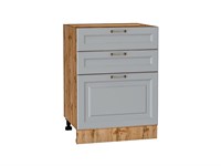 Шкаф нижний с 3-мя ящиками Ницца Дуб Вотан, Графит, 600 В*Ш*Г 816*600*480, фасад МДФ  Графит, корпус  Дуб Вотан ms2510VVT_64527