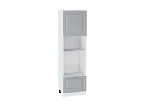 Шкаф пенал с 1-ой дверцей и ящиком под технику Ницца Белый, Графит, 2140 В*Ш*Г 2132*600*574, фасад МДФ  Графит, корпус  Белый ms2510VVT_55050