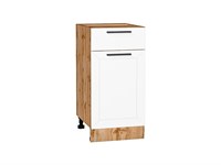Шкаф нижний с 1-ой дверцей и ящиком Глетчер Дуб Вотан, Айленд Силк, 400 В*Ш*Г 816*400*478, фасад МДФ  Айленд Силк, корпус  Дуб Вотан ms2510VVT_61746