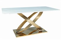 Стол обеденный Signal HERMES (эффект белого мрамора/золотой) ms2601SIGHAL_HERMESBZL160