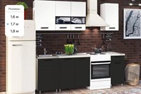 Кухня Рио 1,7м (490) (Белый глянец/Черный глянец, Белый (Антарес)) фасад МДФ / Стекло pnnon26mf_08-216582 (378395)
