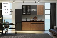 Кухня Техно-6 2,0м (Графит/Экзотическое дерево Амазония/Графит софт NEW) фасад МДФ 16 мм / Стекло pnnon26mf_08-167658 (311146)