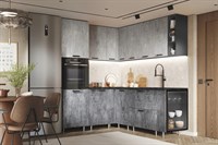 Кухня Рио NEW 1,8х2,0м (490) (исп.2) Компоновка №6 (Бетон светлый/Бетон темный, Графит (Кастилло темный)) фасад ЛДСП 16 мм / Стекло pnnon26mf_08-241197 (415496)